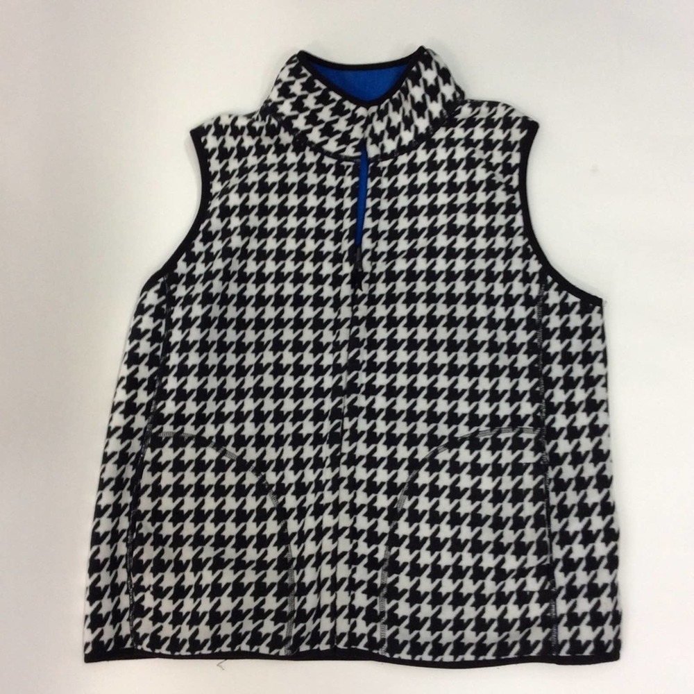 Kim Rogers Reversible Vest Large Houndstooth Blue
